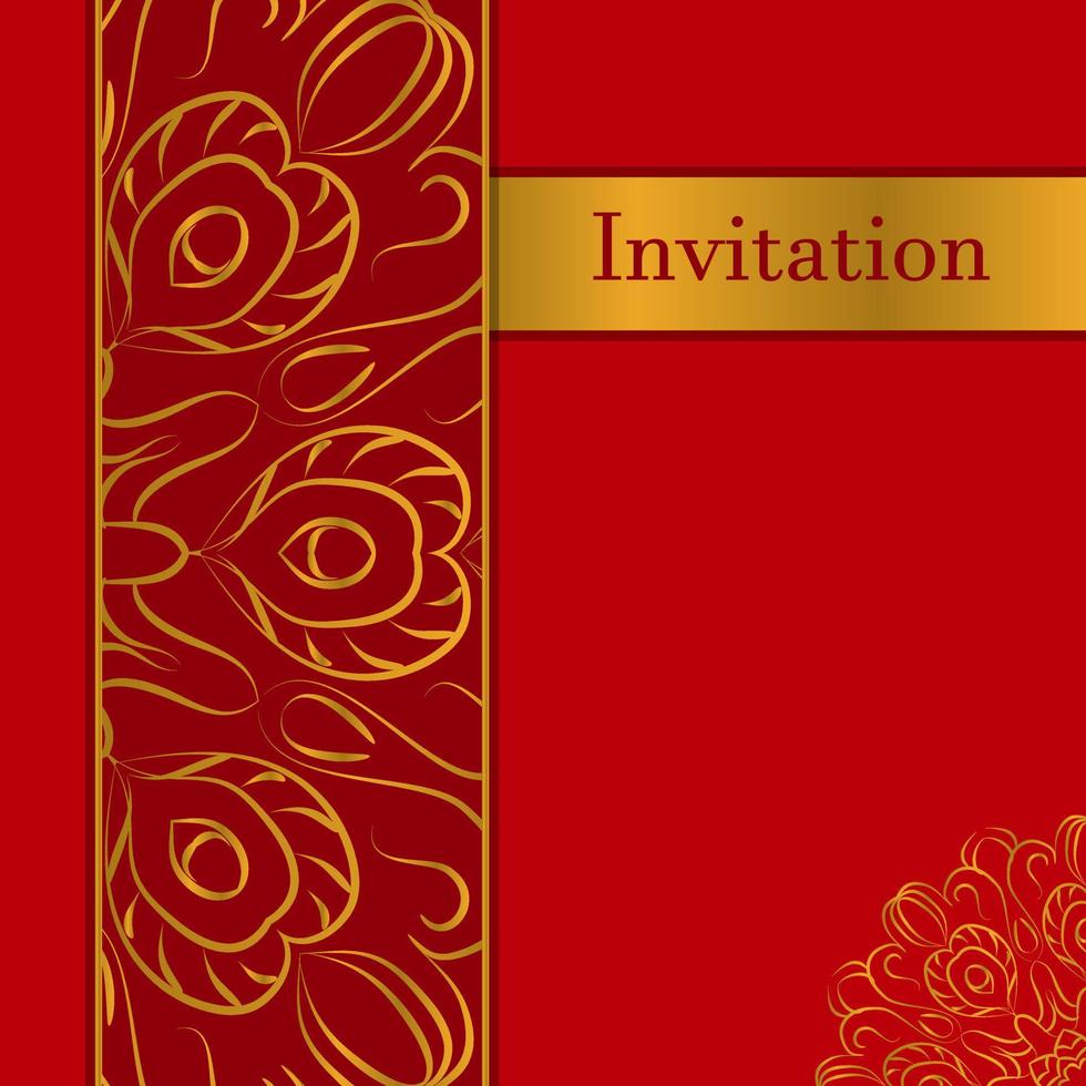 Elegant greeting card design. Vintage floral invitation card template. Luxury swirl greeting card vector