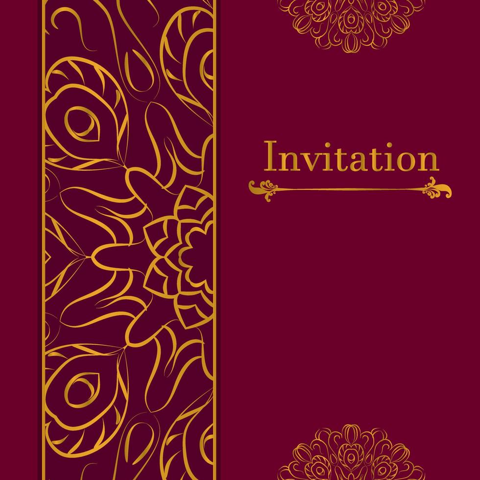 Elegant greeting card design. Vintage floral invitation card template. Luxury swirl greeting card vector