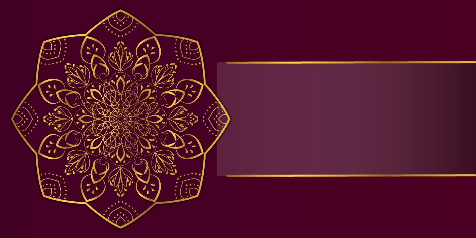 Design for invitation, business card, greeting card, banner with place for text. Golden arabesque arabic style islamic pattern background. Luxurious mandala. Vector illustration