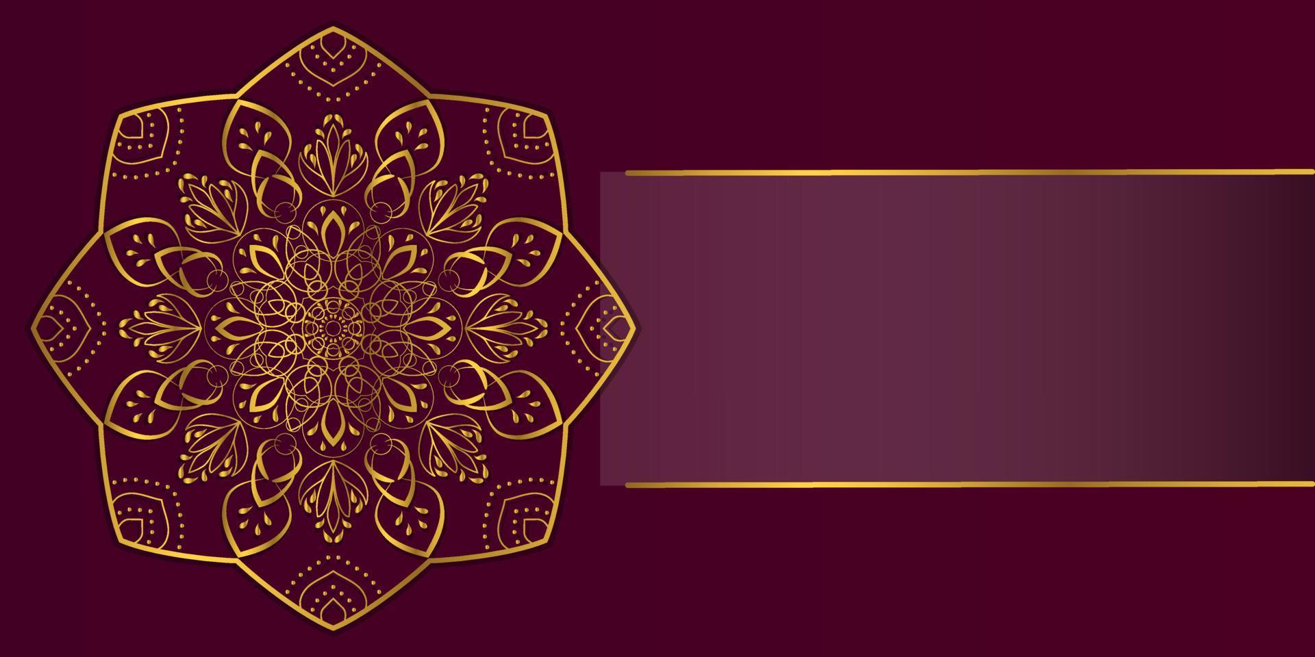 diseño para invitación, tarjeta de visita, tarjeta de felicitación, banner con lugar para texto. fondo de patrón islámico de estilo árabe arabesco dorado. mandala de lujo. ilustración vectorial vector