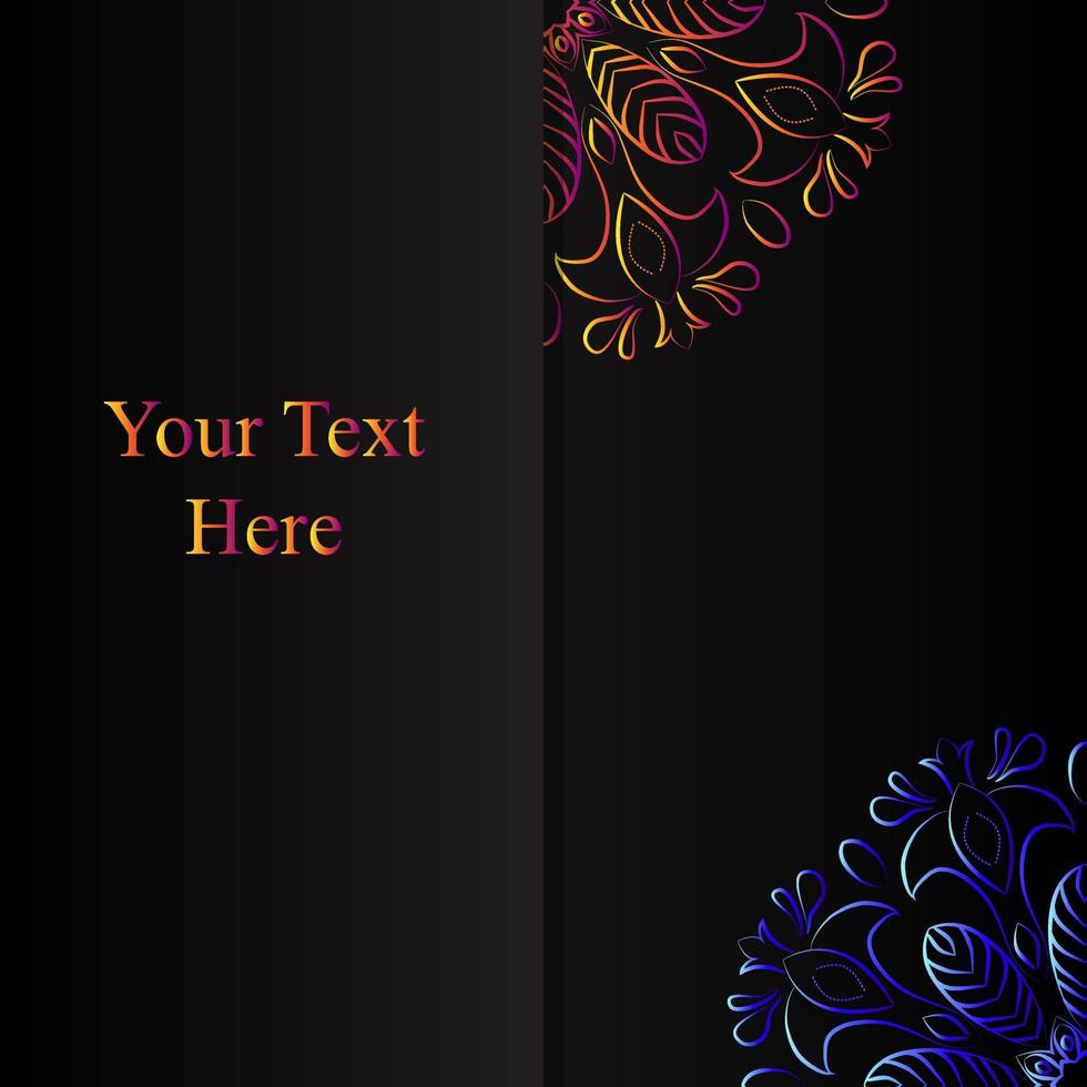 Design for postcards, invitations. Banner with place for text. Multicolored mandala pattern. Vector illustration