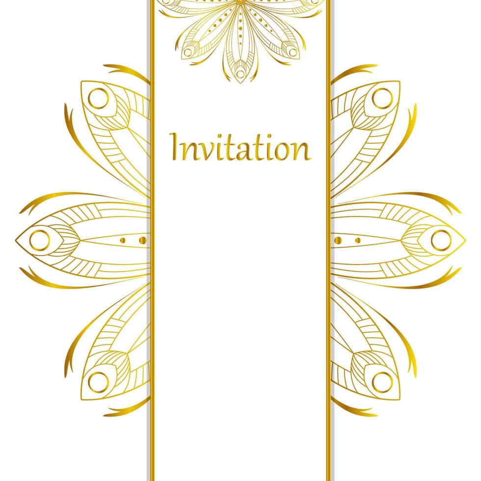 diseño de invitación de boda vintage con mandala dorado. elegante diseño de tarjeta de felicitación con lugar para texto. ilustración vectorial vector