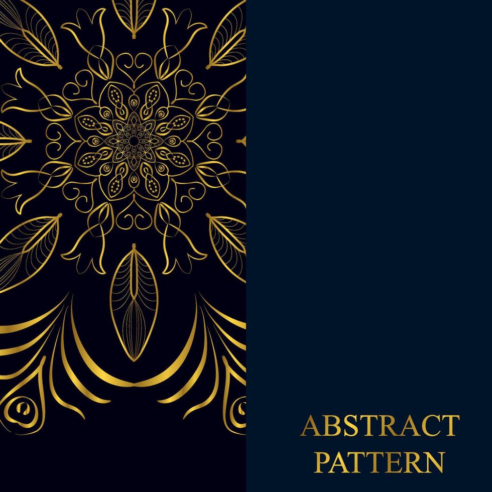 Vector Mandala template pattern on golden and dark blue color for card, poster, brochure, flyer, invitation etc.