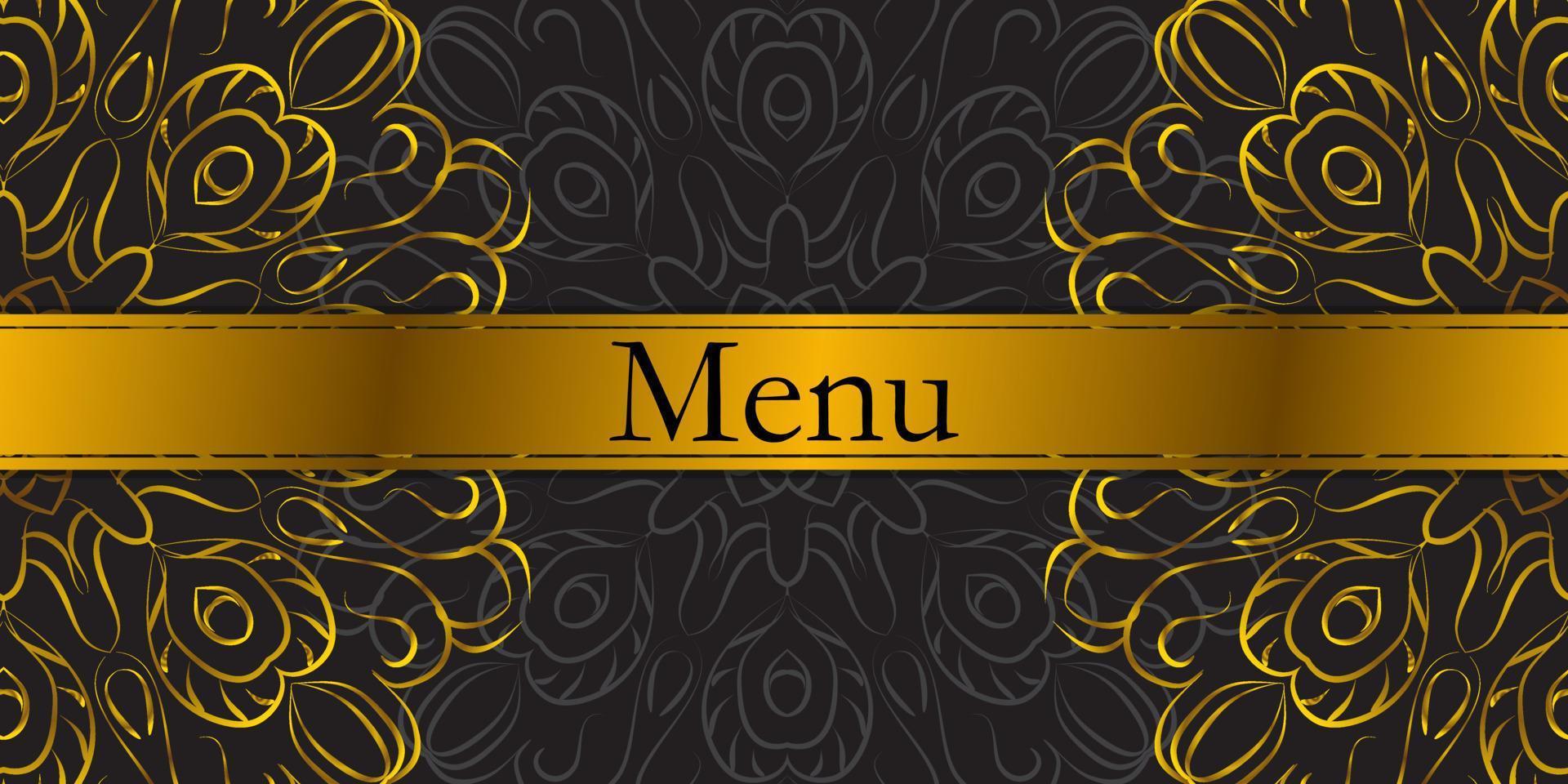 Menu for a restaurant or cafe. Vintage golden mandala patterns. Vector illustration