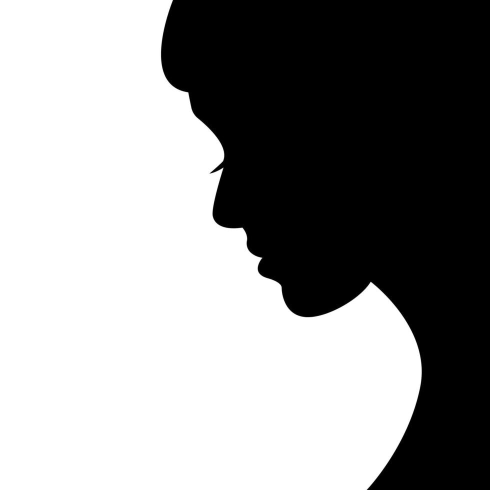 Black vector Girl silhouette on a white background. Girl silhouette