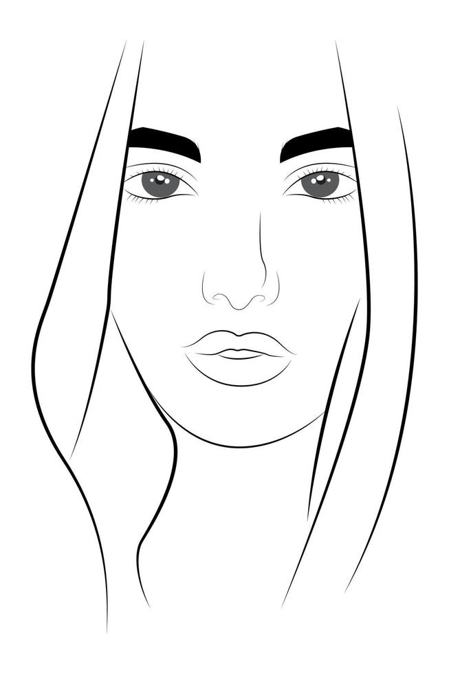 el rostro de una mujer joven. retrato minimalista vectorial de una niña sobre un fondo blanco vector