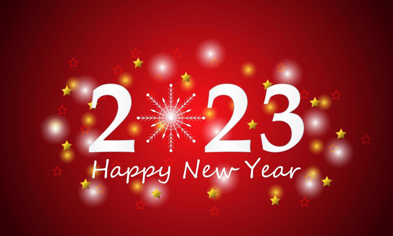 Happy New Year 2023 with luxury white numbers and golden splash. Festive banner, postcard. Vector illustration