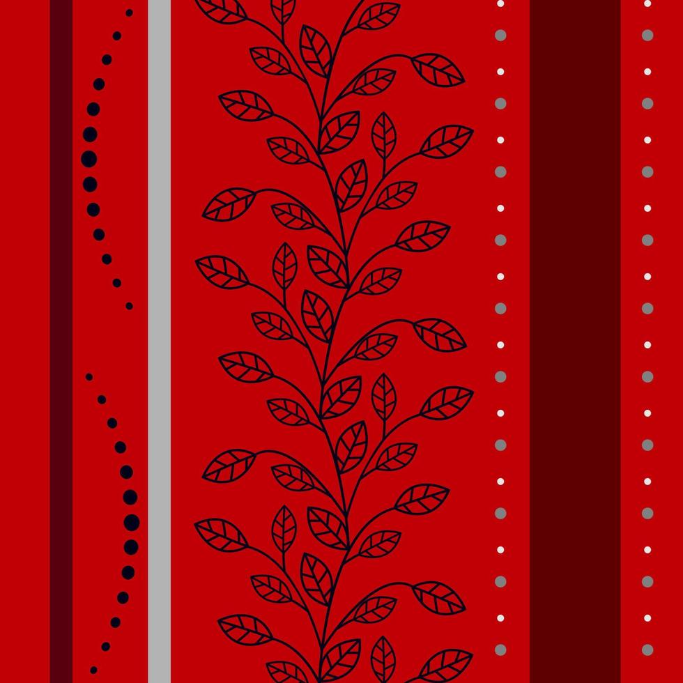 Stylish leafy plant pattern on red background for wallpaper, textile, factory production in EPS10 vector format