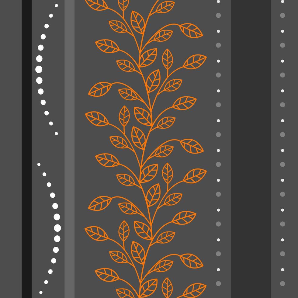 Stylish leafy plant pattern on dark gray background for wallpaper, textile, factory production in EPS10 vector format