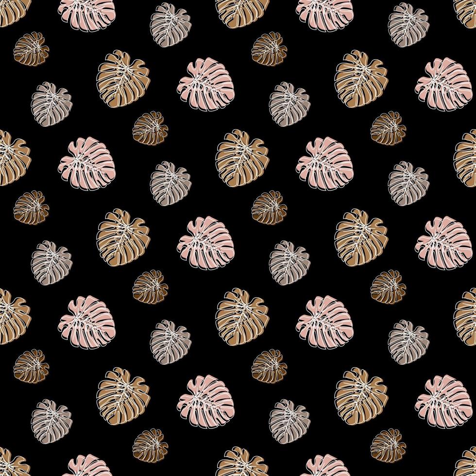 Monstera Deliciosa Leaf Seamless Pattern. Perfect for Textile, Fabric, Background, Print. Vector illustration
