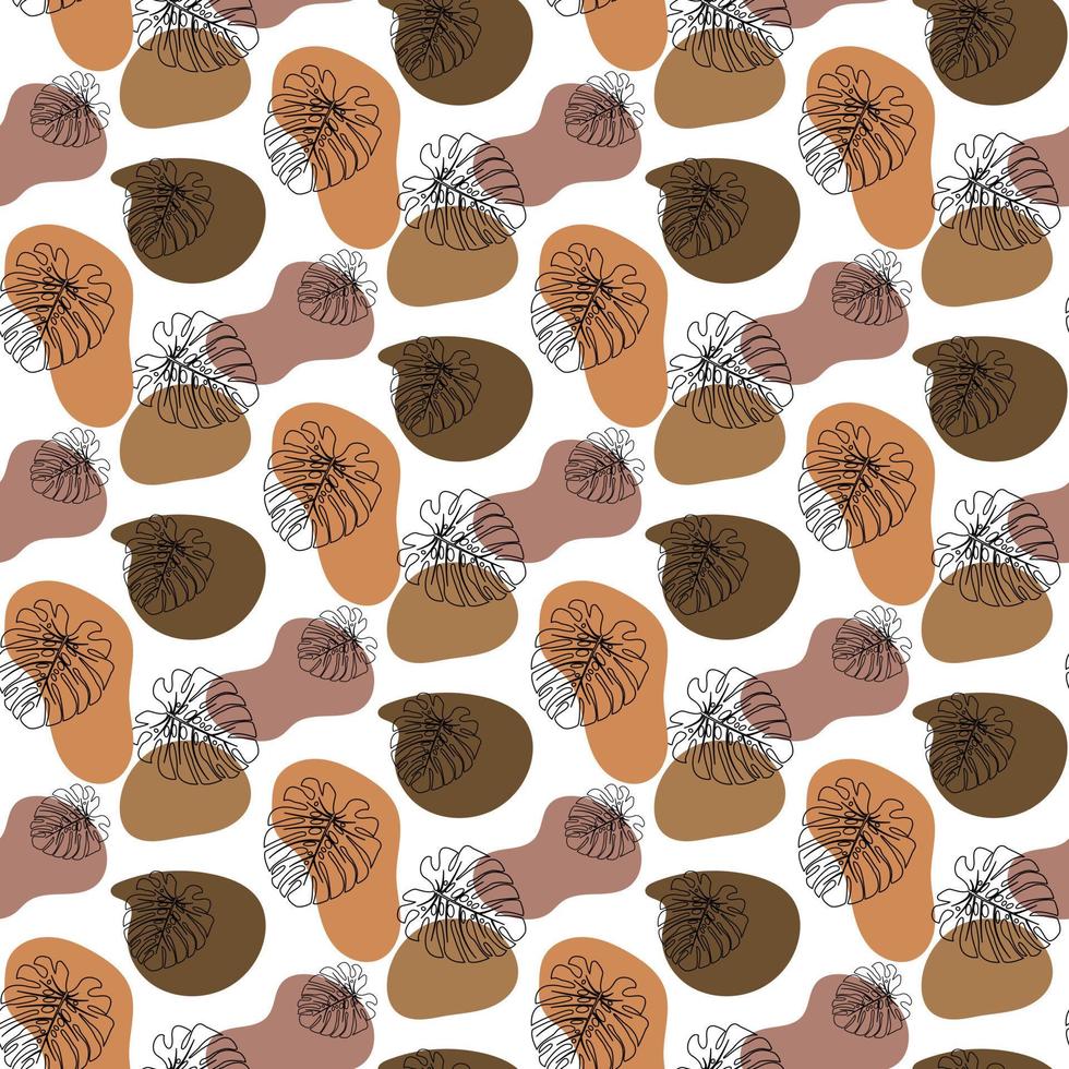 Monstera Deliciosa Leaf Seamless Pattern. Perfect for Textile, Fabric, Background, Print. Vector illustration