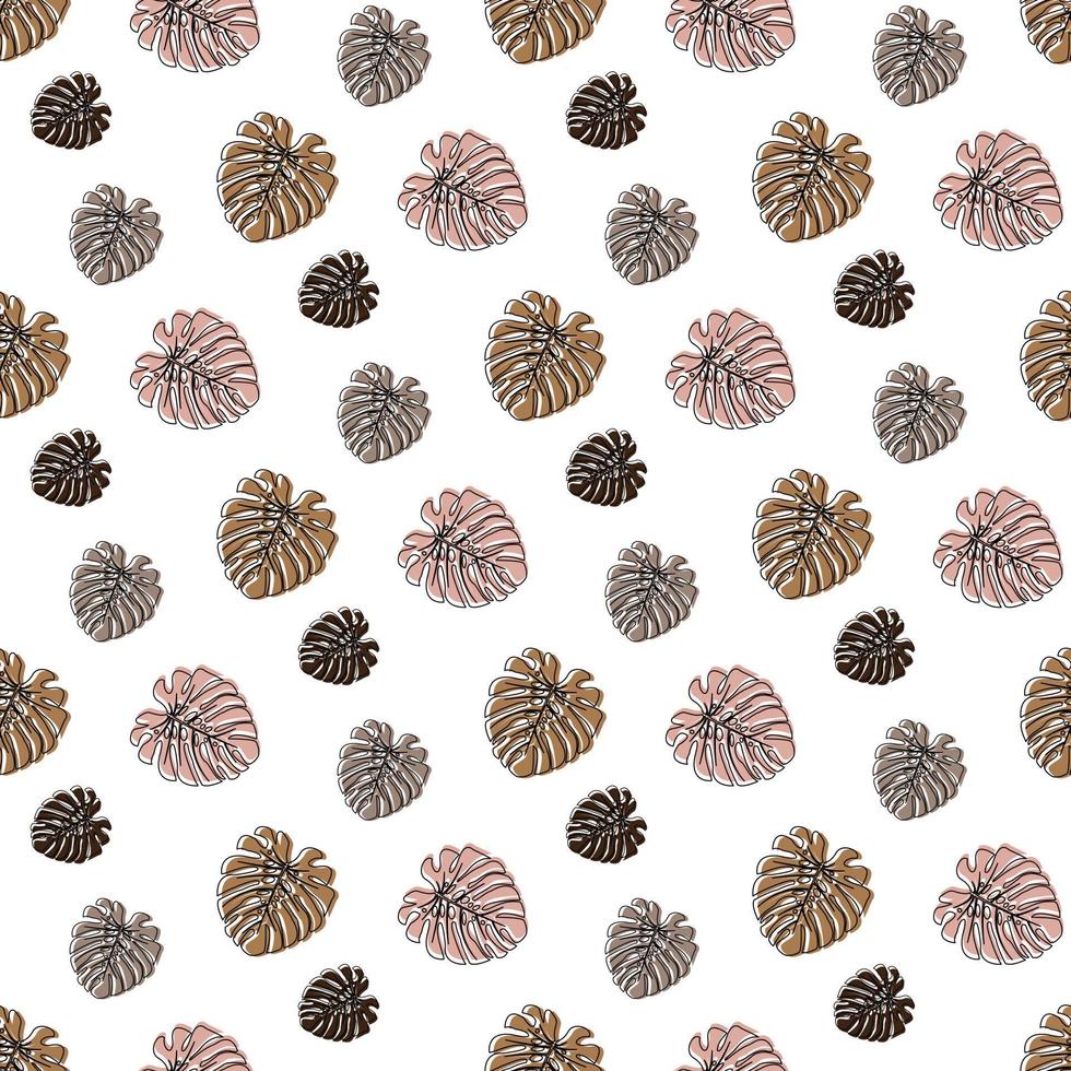 Monstera Deliciosa Leaf Seamless Pattern. Perfect for Textile, Fabric, Background, Print. Vector illustration