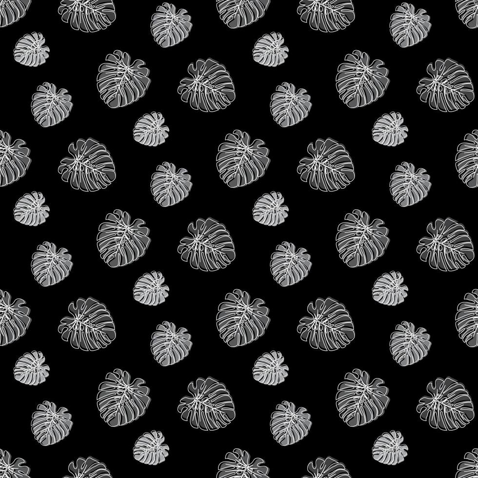 Monstera Deliciosa Leaf Seamless Pattern. Perfect for Textile, Fabric, Background, Print. Vector illustration