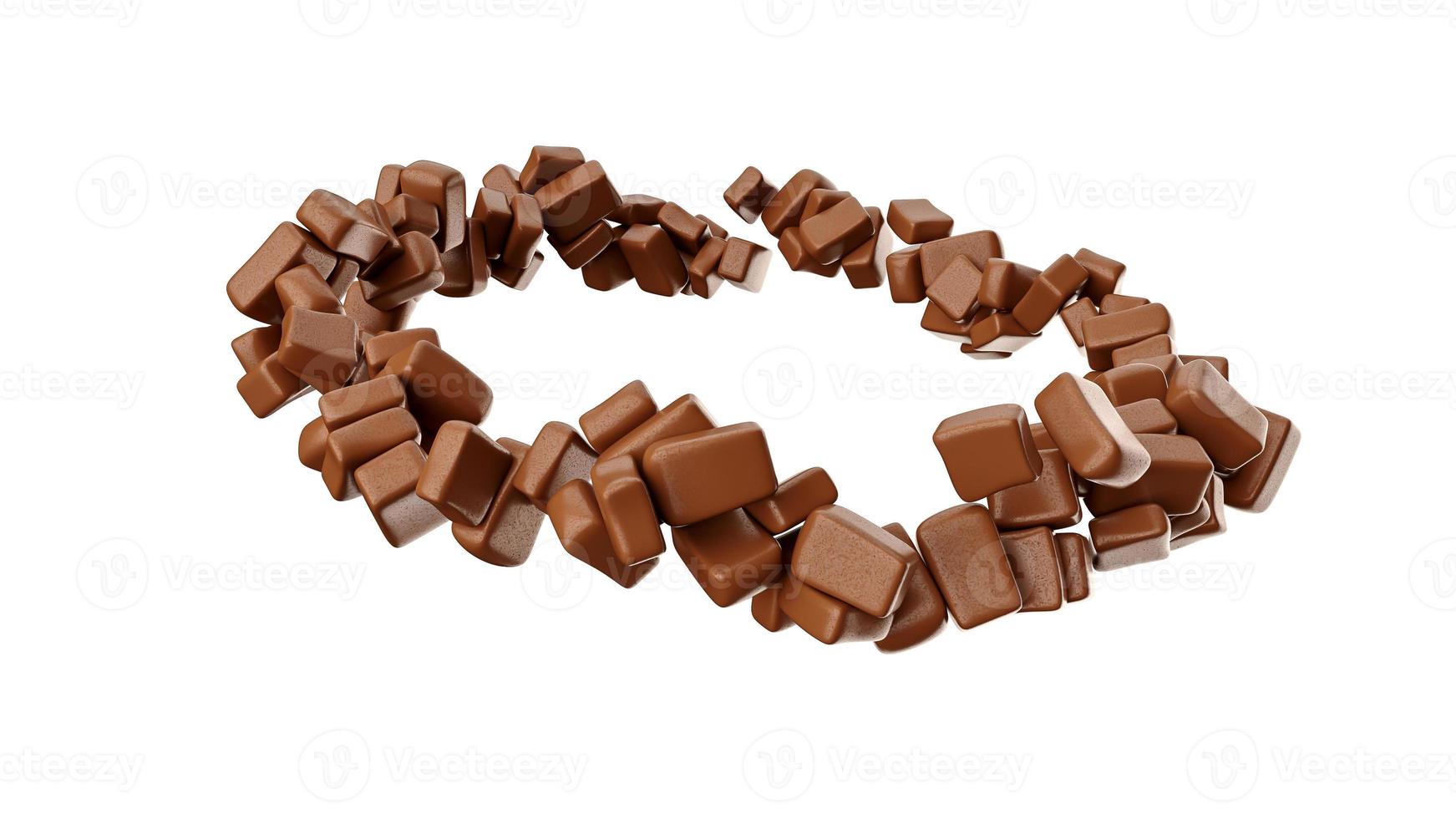 Chocolate Chunks rotating in the air 3d illustration photo