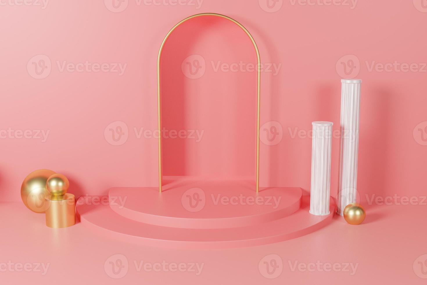 3d rendering illustration of podium display showcase for product placement in minimal design. podium stage showcase photo