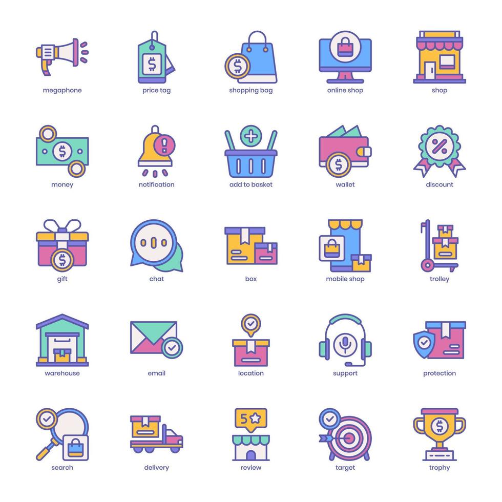 paquete de iconos de mercado para el diseño de su sitio web, logotipo, aplicación, ui. diseño de esquema de icono de mercado. ilustración de gráficos vectoriales y trazo editable. vector