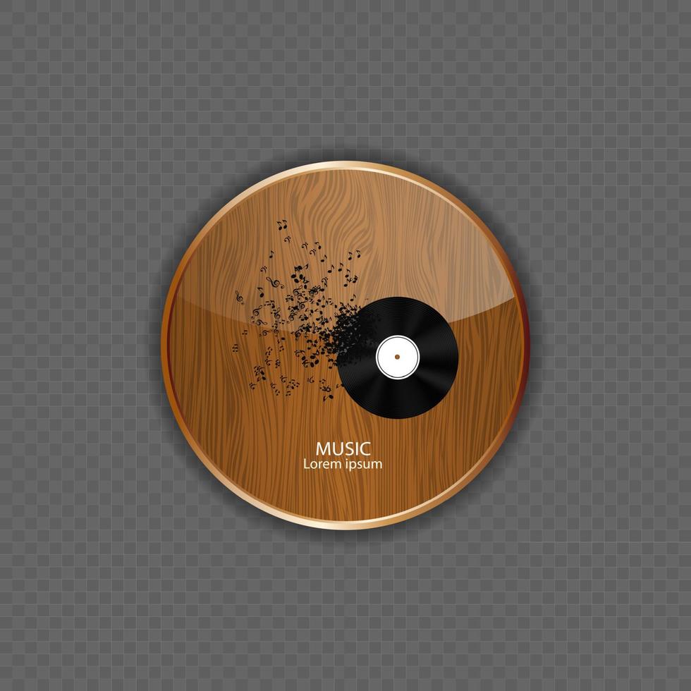 Music wood  application icons vector