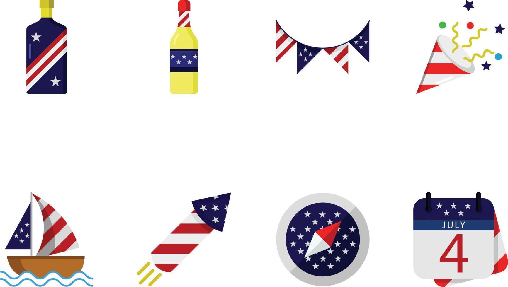 Independence Day Icons Set 3 vector