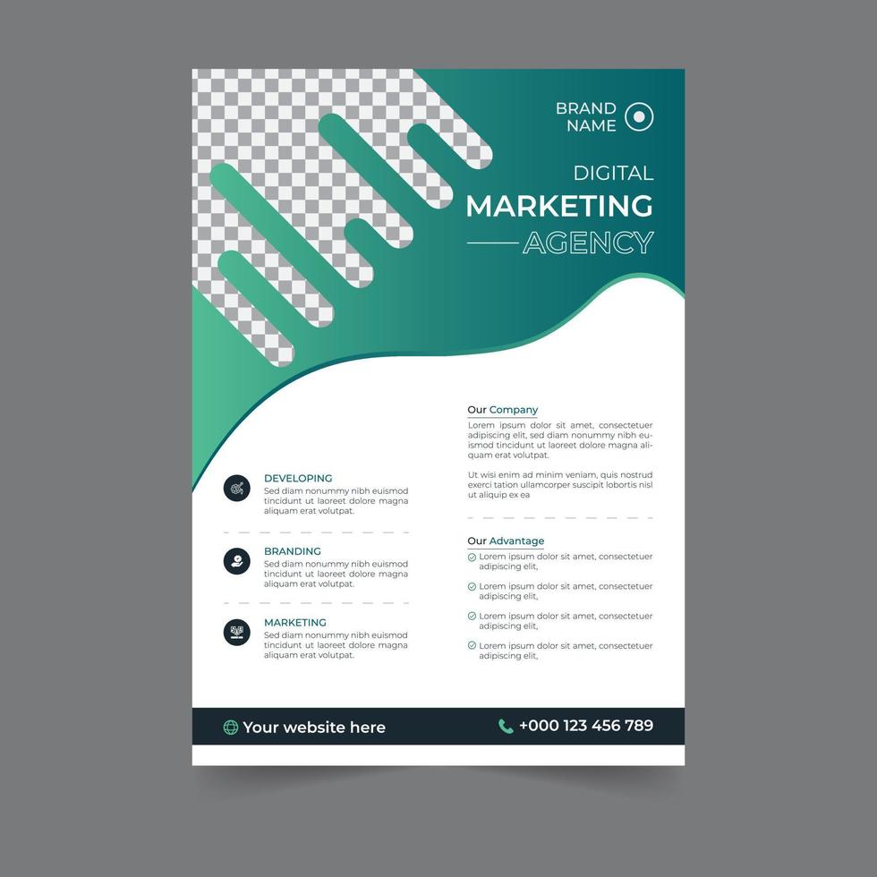 Business flyer design corporate flyer template geometric shape poster design brochure gradient abstract magazine background space for photo vector