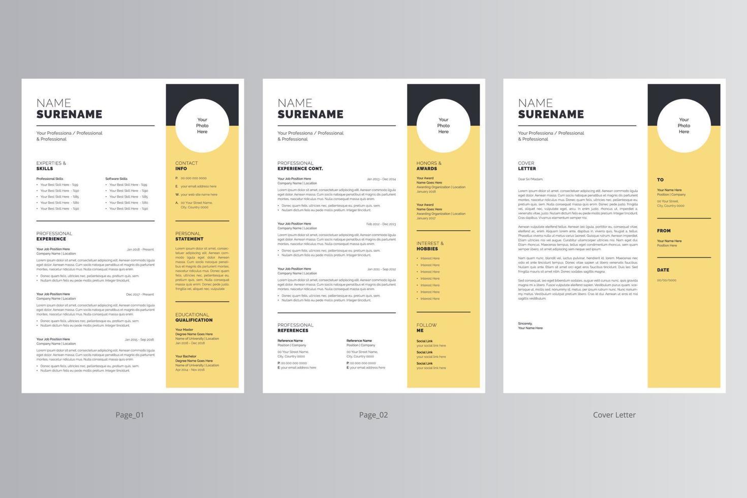 Professional Resume and Cover Letter Template. Pro Vector