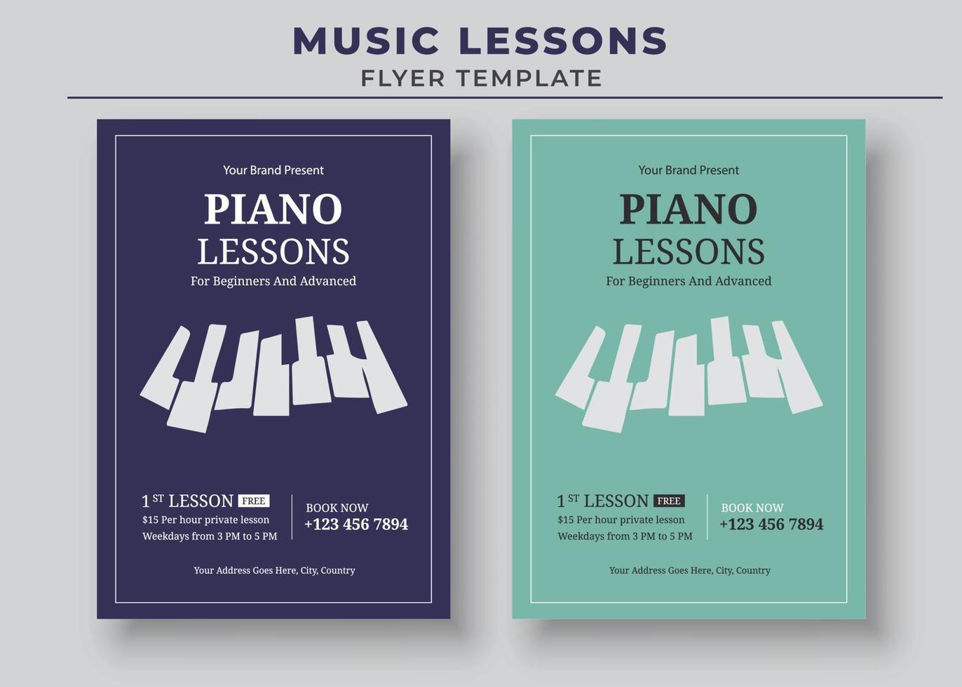 Music Lessons Flyer Template, Piano Lessons Poster, Music Class Poster