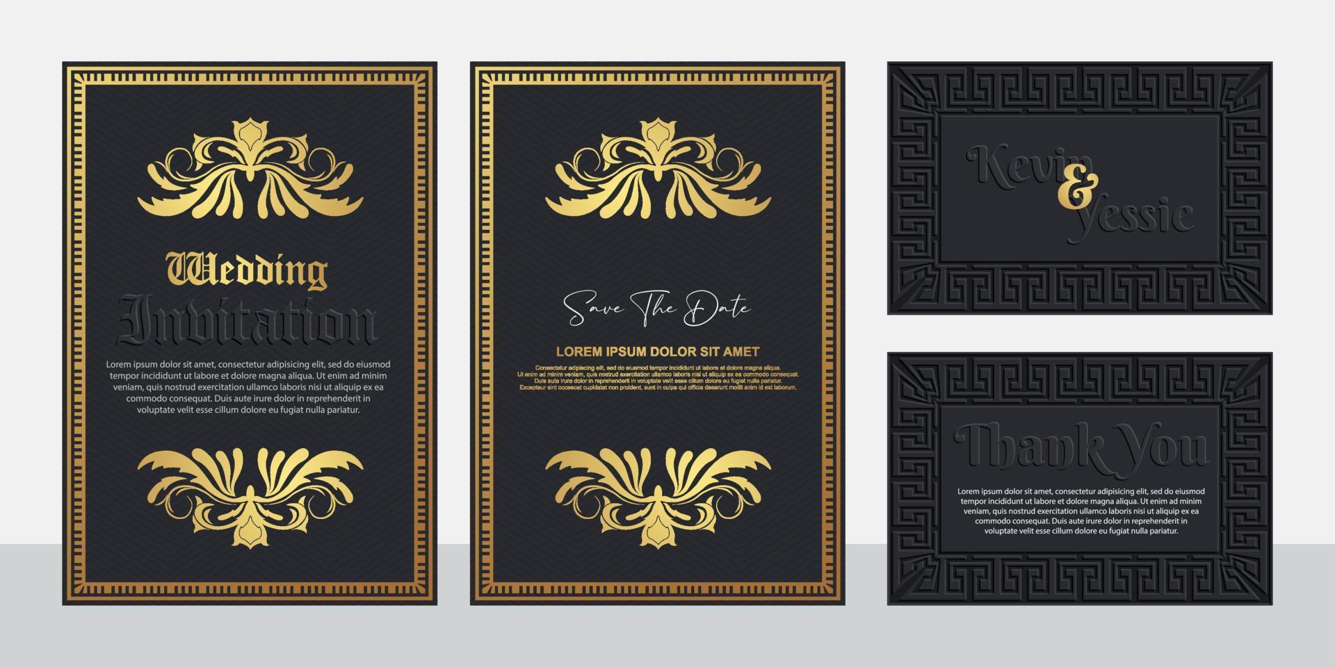 Vintage framed wedding invitation card design with ornaments. vector