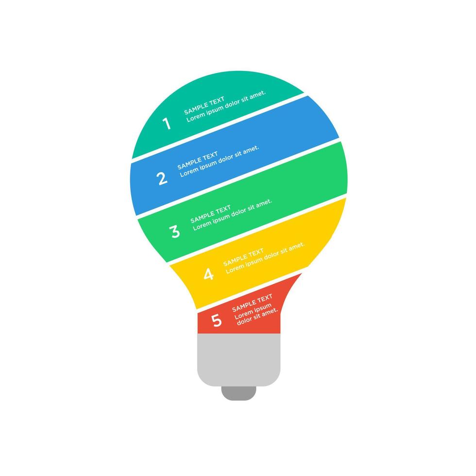 diseño de plantilla de vector de infografía de luz de bombilla plana