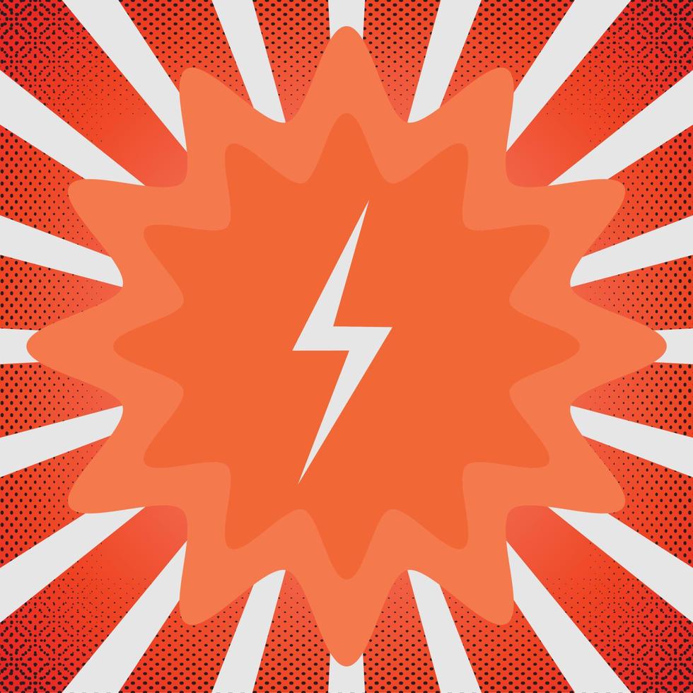 Comic background with sunburst vector bright dynamic cartoon illustration in retro pop art style isolated on red gradient background.