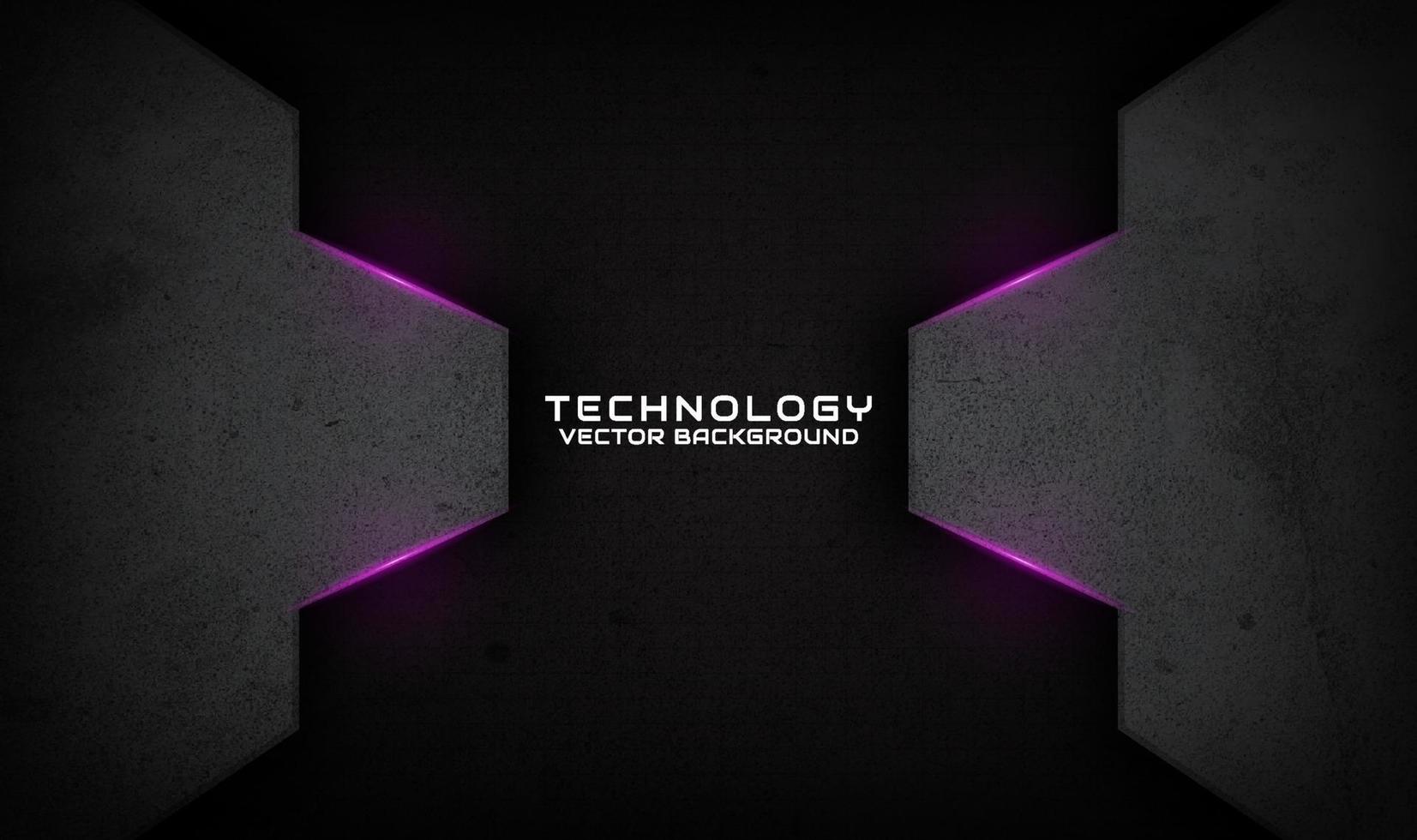 3D black techno abstract background overlap layer on dark space with purple light effect decoration. Graphic design element dirty style concept for banner, flyer, card, brochure cover, or landing page vector