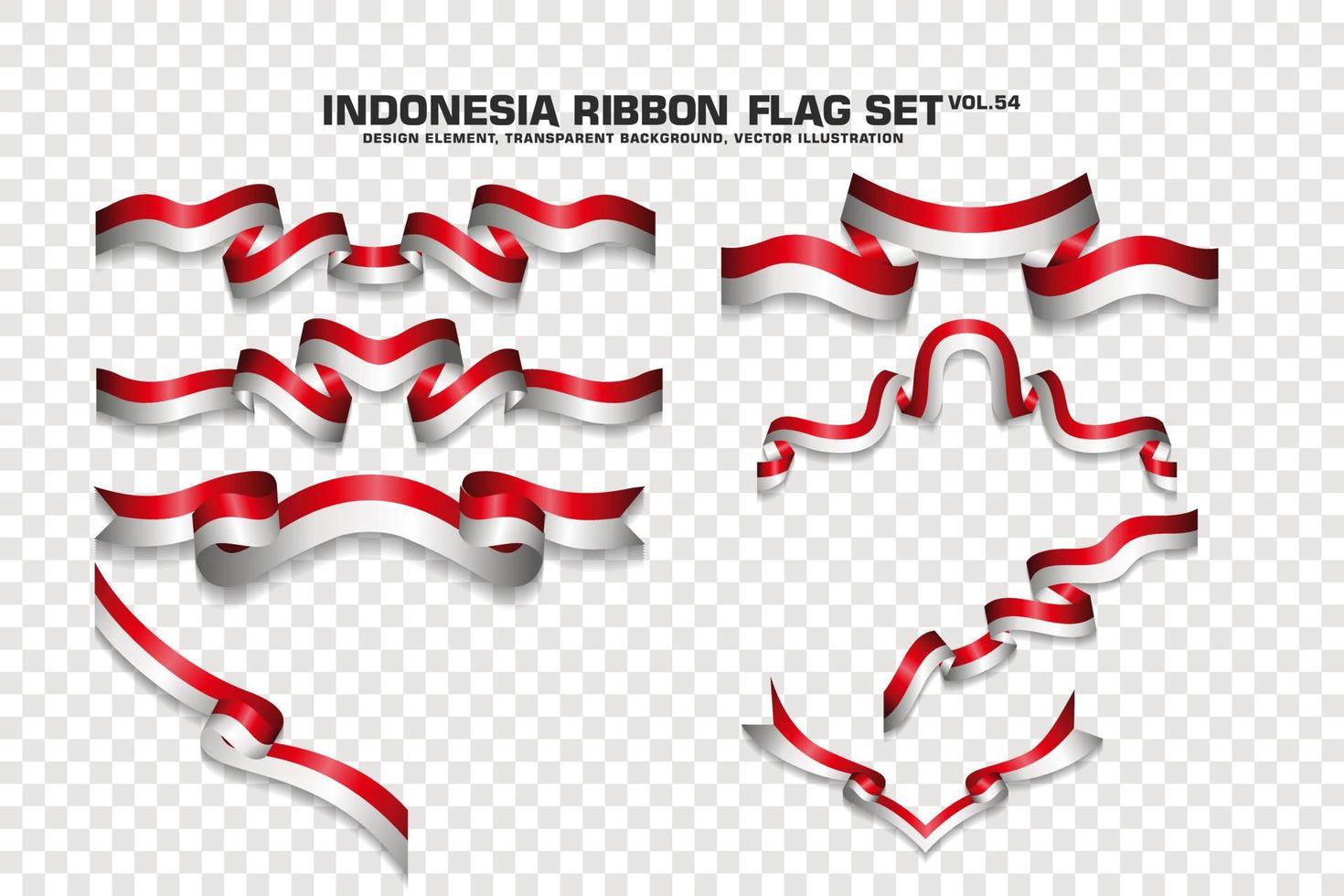 Indonesia Ribbon Flags Set, Element design, 3D style. vector Illustration