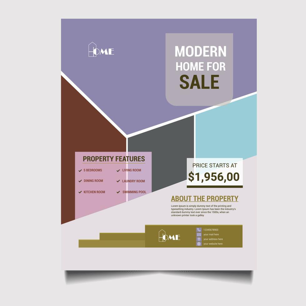 Modern home real estate flyer design vector