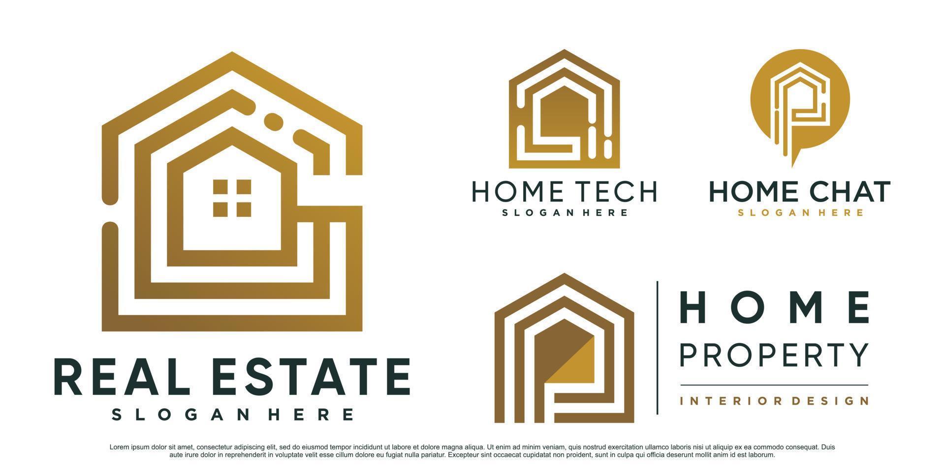 Set of real estate logo design inspiration for business with creative modern concept Premium Vector