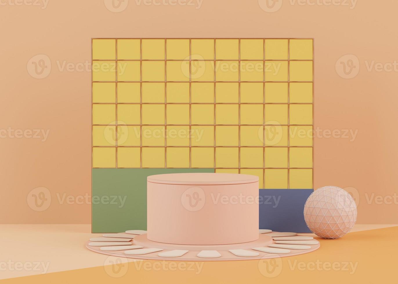 3d geometric shapes. Blank podium display in pastel color. Minimalist pedestal or showcase scene for present product and mock up. Abstract background for cosmetic advertising. photo