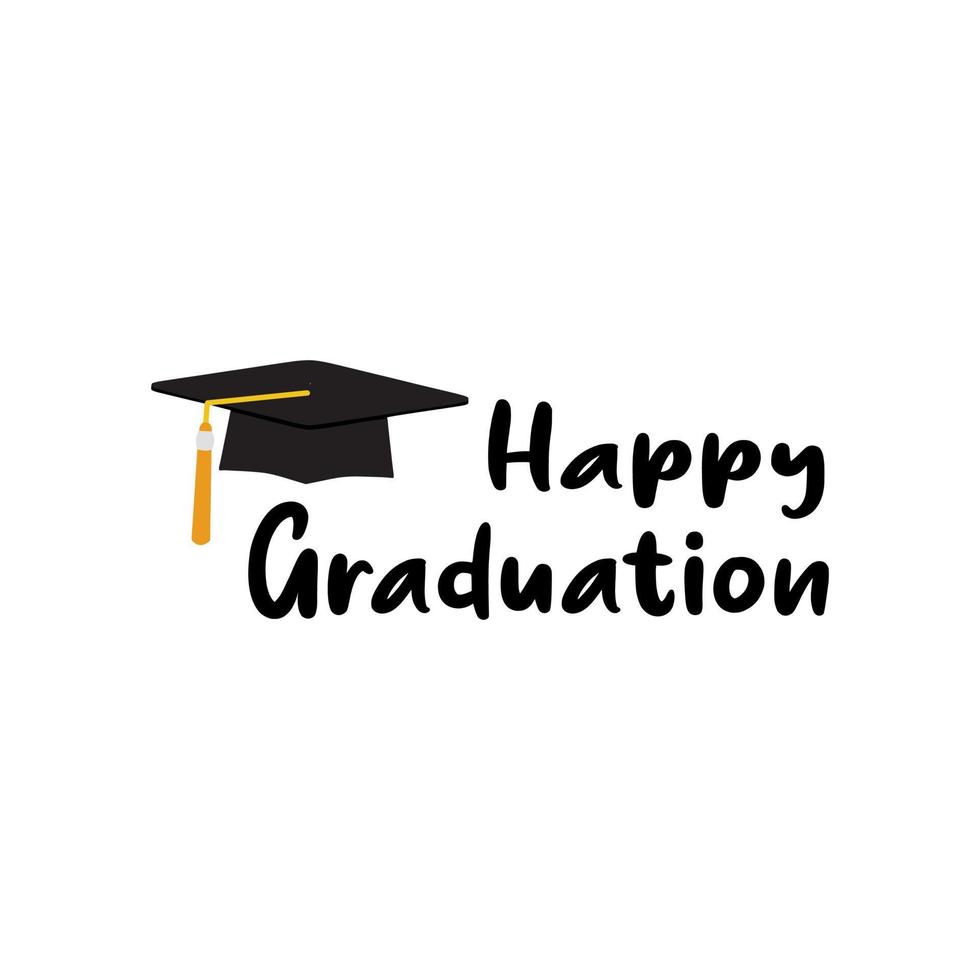 feliz graduación tipografía tipográfica escritura creativa imagen de texto, estilo moderno, simple vector