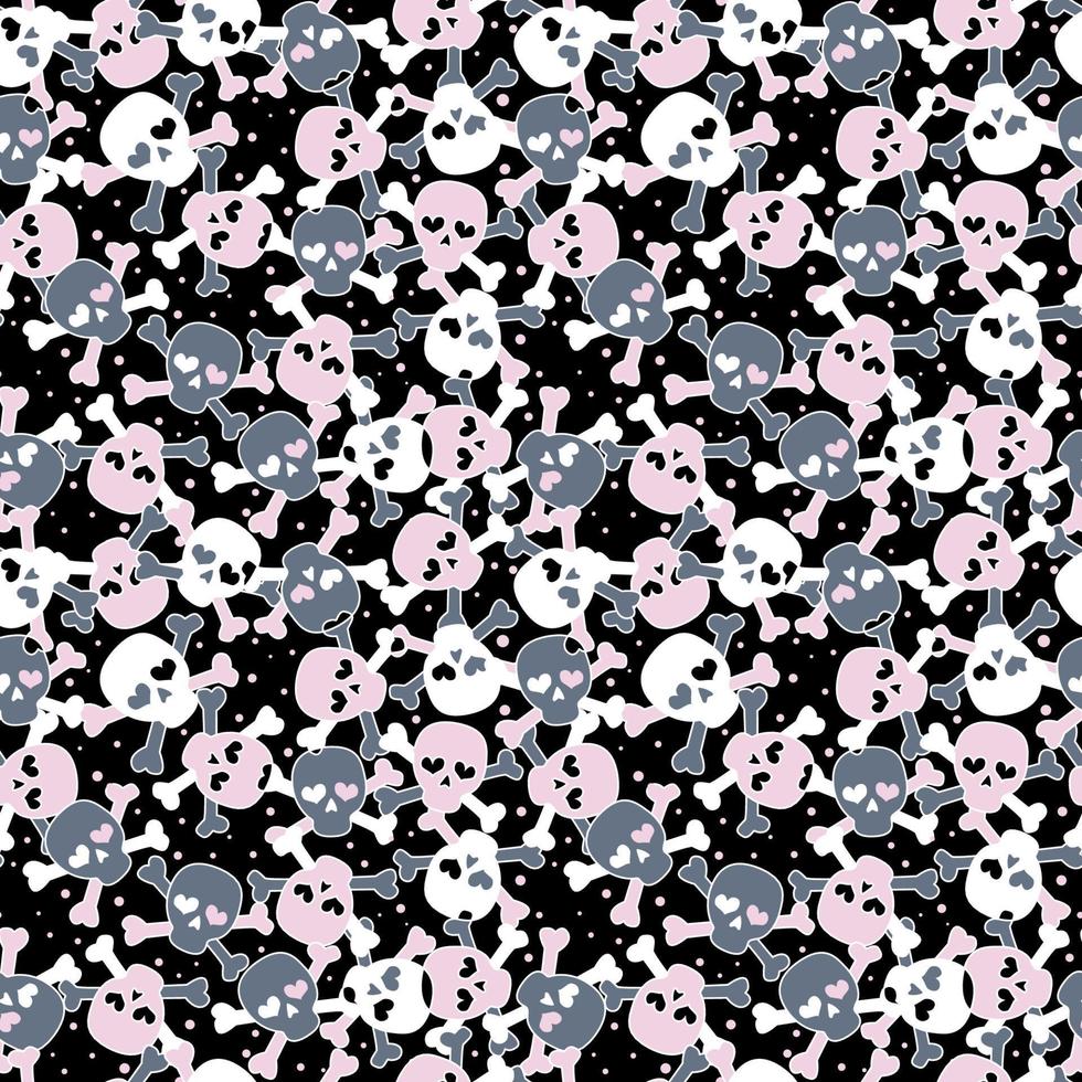 Cute love skull seamless pattern vector