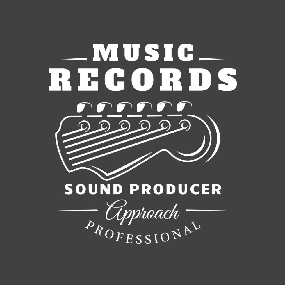 Music label isolated on black background vector