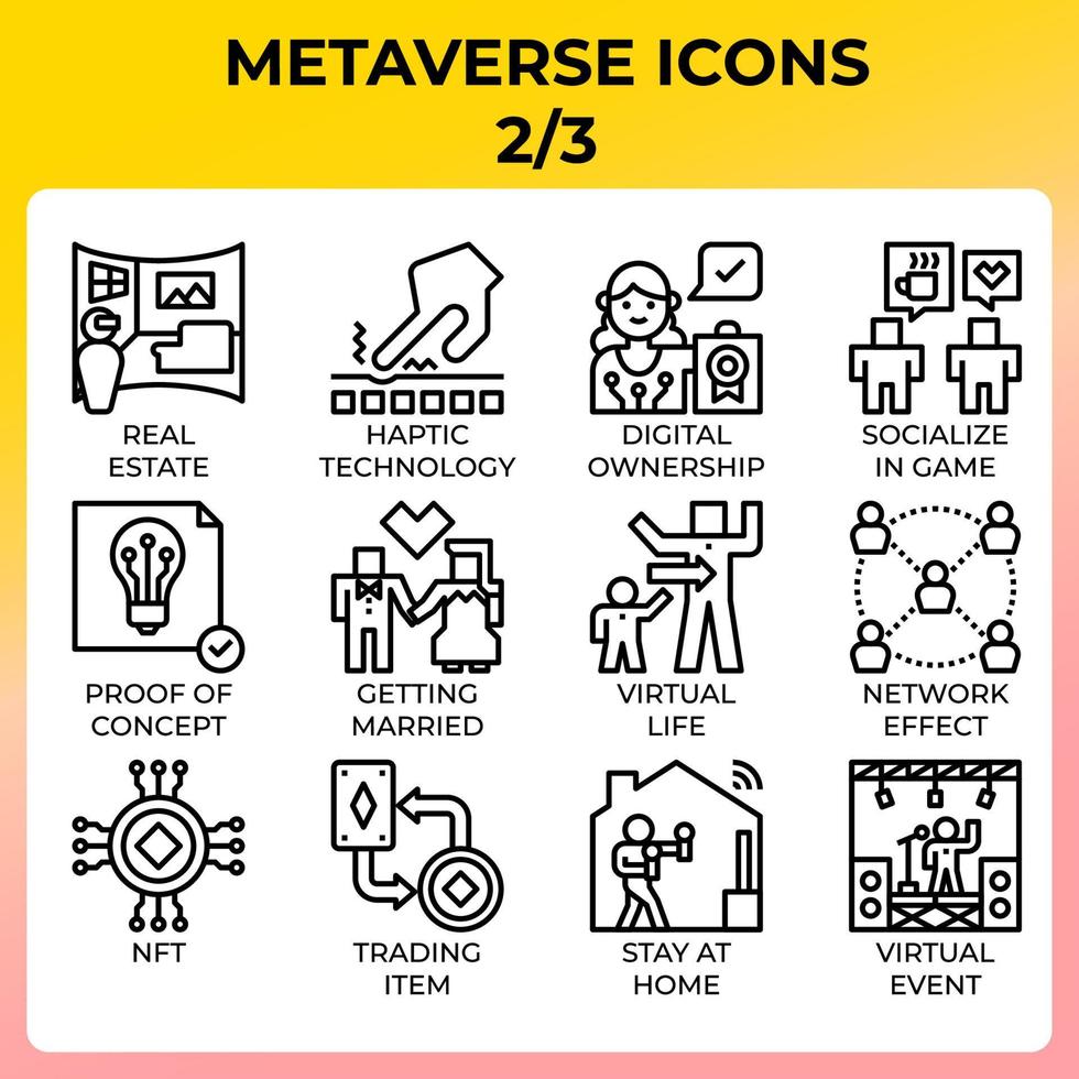 Metaverse icon set vector