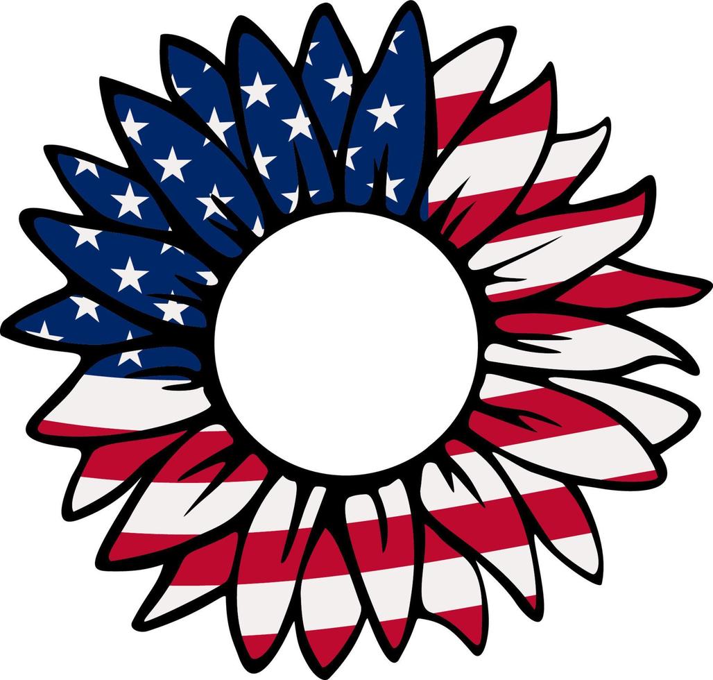 America Patriotic Design. 4th of July Patriotic Symbols Sunflower . Independence day symbol with US Flag. Vector illustration.