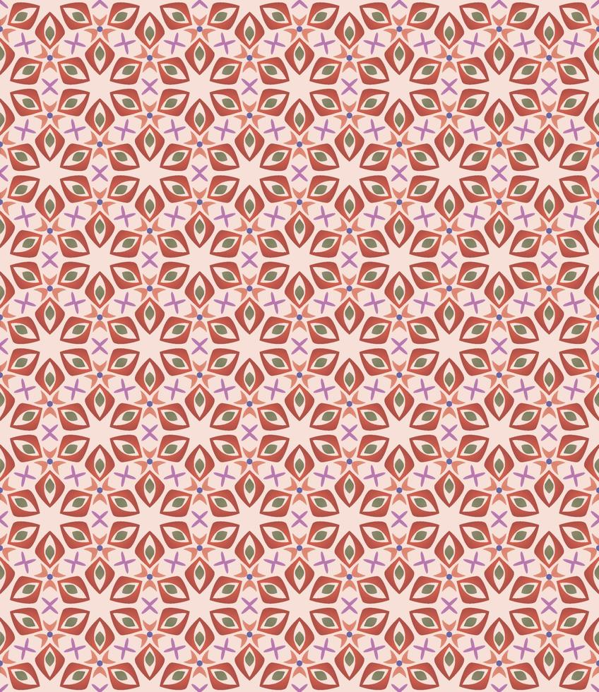 Seamless geometric pattern with flowers. Background vector