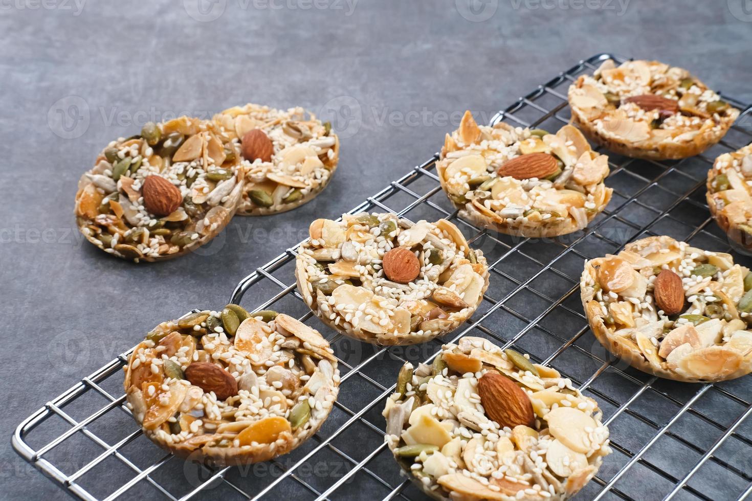 Florentine Cookies with mixed nut and dried fruits and seeds. Gluten