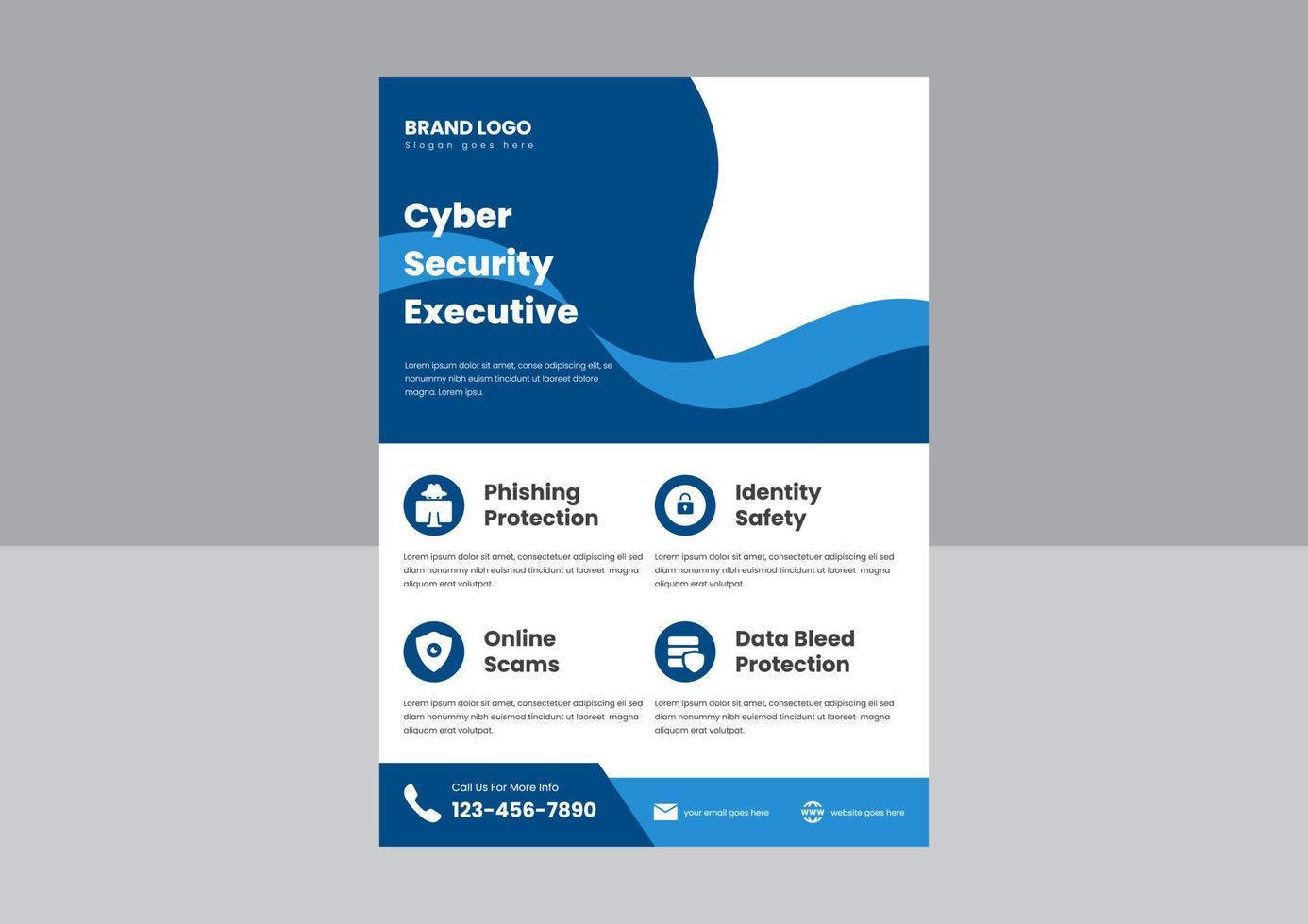 cyber security flyer poster template. cyber security protection service flyer design. data protection service poster flyer. vector