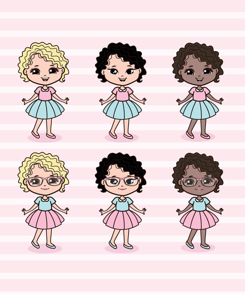 Cute Little Girls Illustration vector