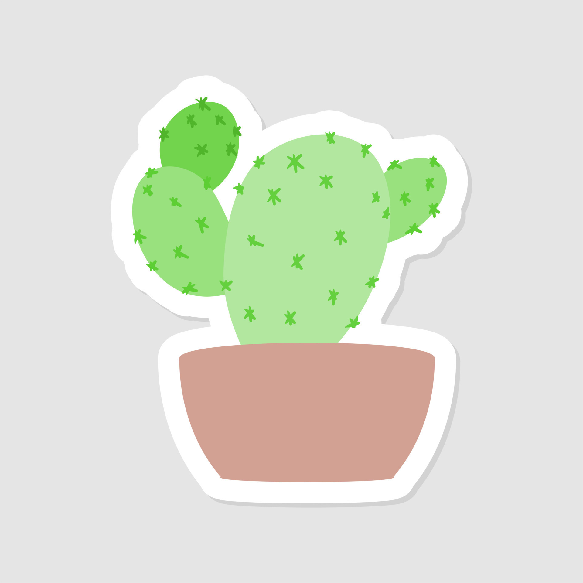 Cute aesthetic mini cactus sticker. Isolated Illustration. Flat style ...