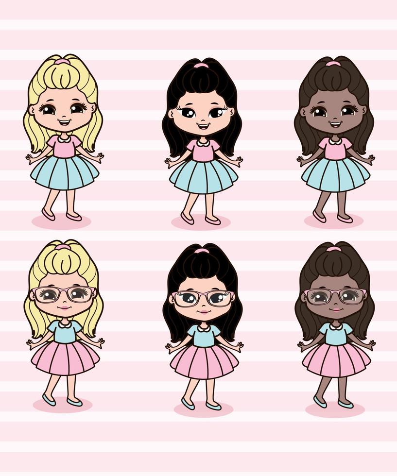 Cute Little Girls Illustration vector