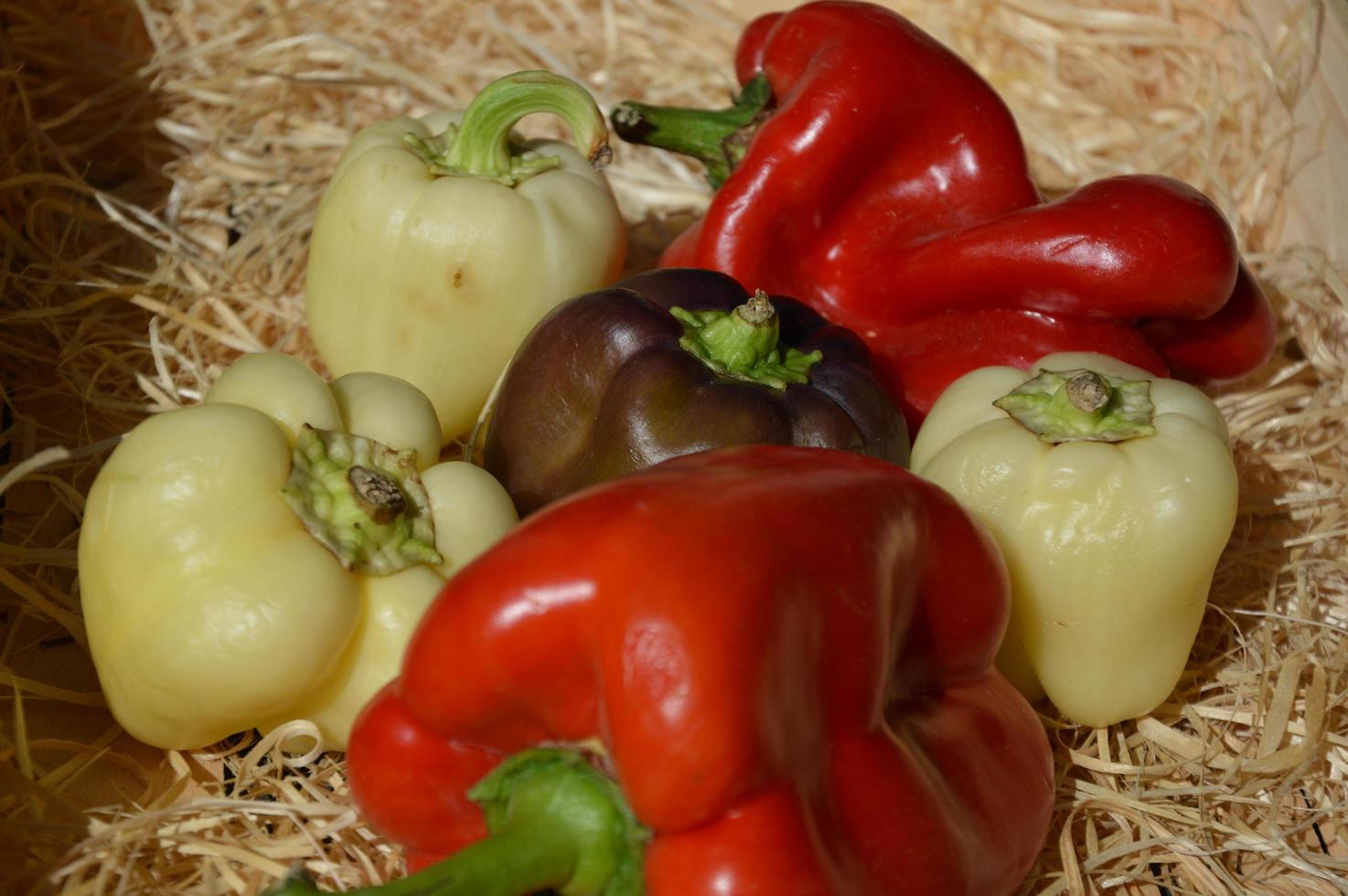 Vegetables in a wooden box photo