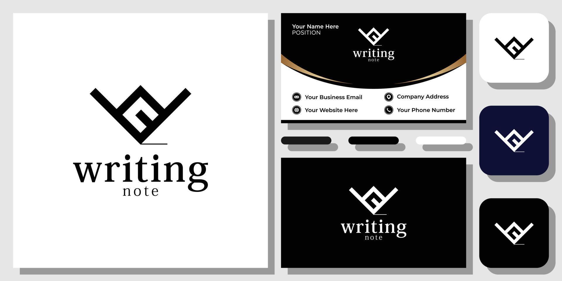 Writing Note initials pencil words arts name title with business card template vector