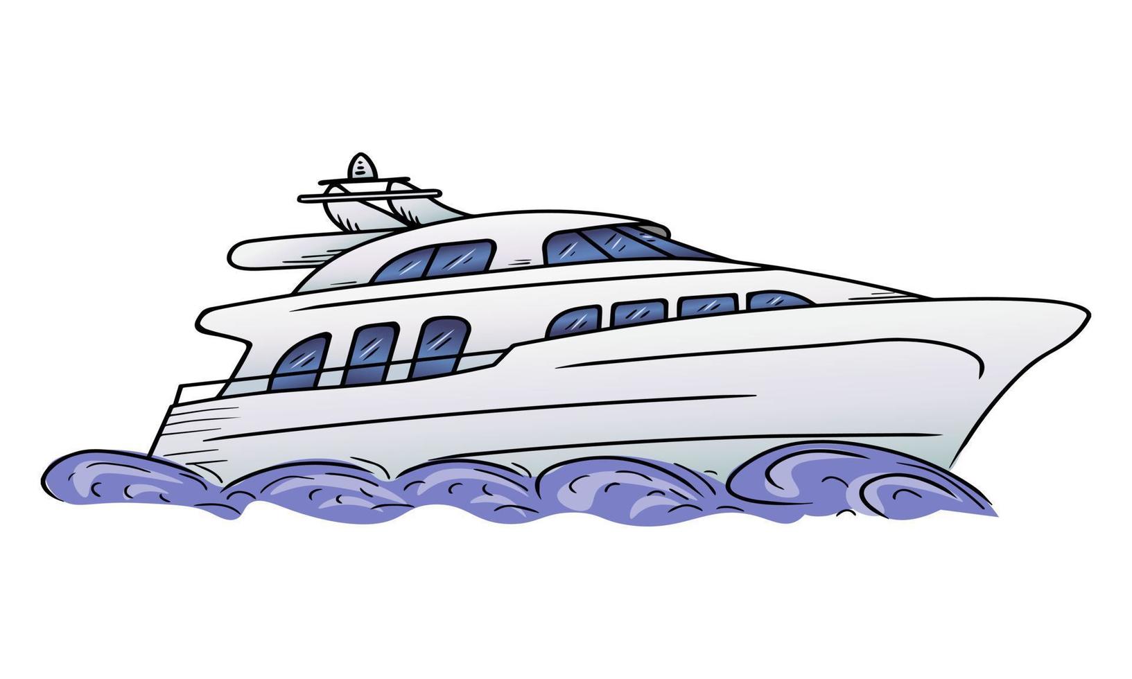 Yacht. Hand-drawn doodle yacht vector