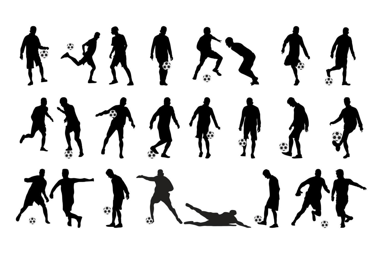 Set of football, soccer players, Football, soccer, players silhouette vector