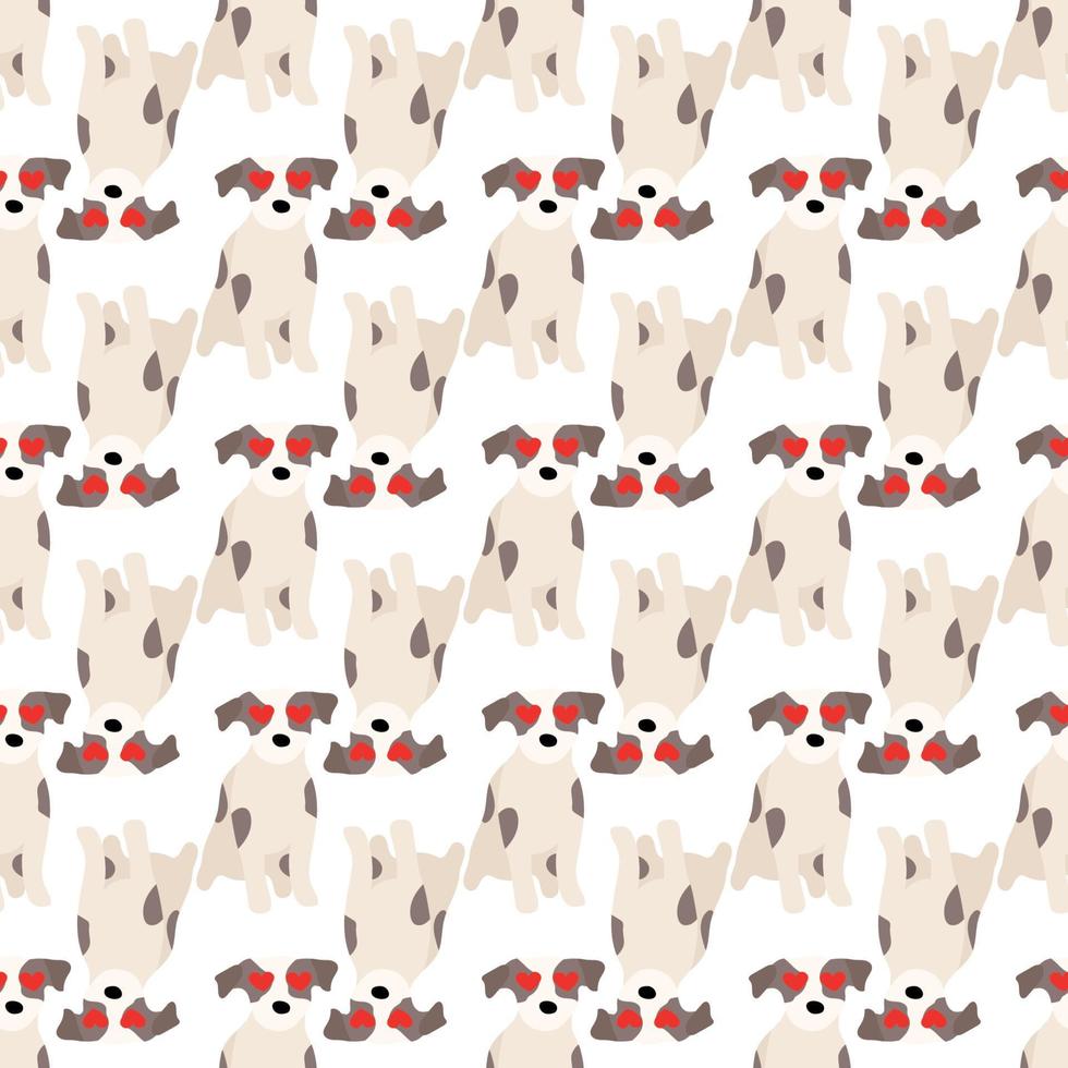 Cute dogs Jack Russell Terrier. Fanny animals . Vector hand drawn seamless pattern. Perfect for baby, kids apparel, print design, textile. White background.