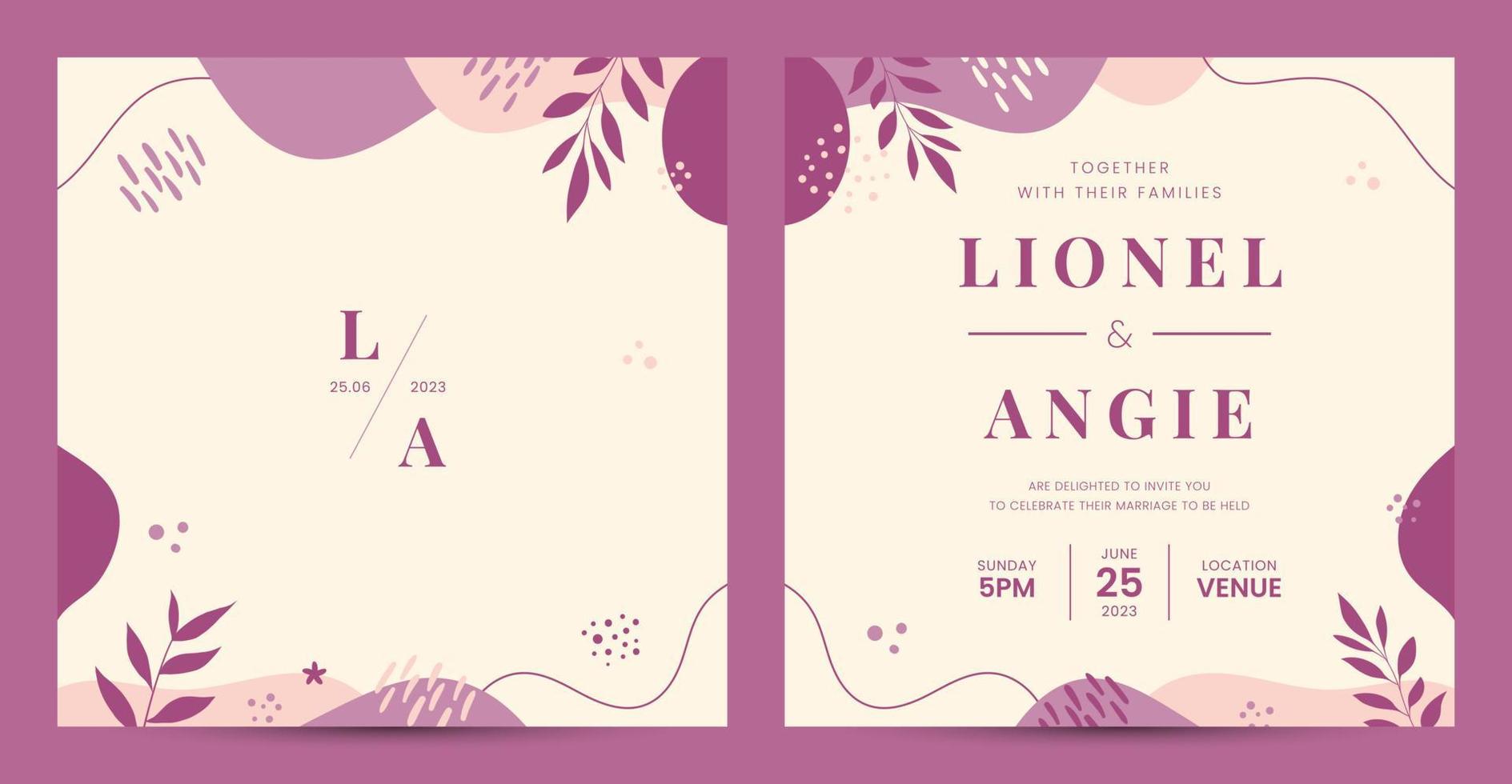 Wedding Invitation Template with Pastel Color Background vector
